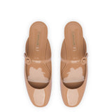 Blair Flat Mule In Tan Patent Leather