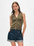 Cashmere Ribbed Button Vest