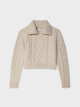 Cashmere Luxe Cable Collar Crewneck