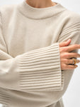 Merino Cashmere Waisted Crewneck