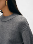 Merino Cashmere Waisted Crewneck