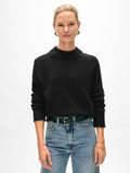 Cashmere Wide Rib Trim Crewneck