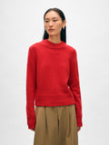 Cashmere Wide Rib Trim Crewneck