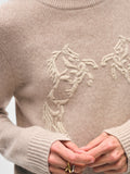 Cashmere Blend Horse Embroidered Crewneck