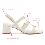 Harmony Block Sandal In Ivory Leather