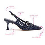 Ines Macrame Pump In Navy Leather