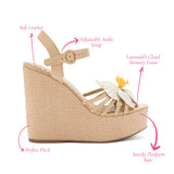 Magnolia Wedge In Ivory Leather