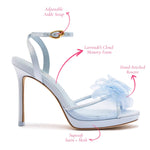 Salma Platform Sandal In Cerulean Blue Satin