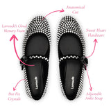 Verona Ballet Flat Crystal In Black Suede