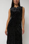 Anggae Washed Velvet Long Dress in Black