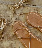 DÔEN & K.JACQUES BIKINI SANDAL -- METALLIC CHAMPAGNE