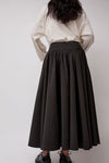 Black Crane Circle Skirt in Dark Grey