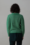 MOLLY SWEATER | GREEN AND GREY STRIPE