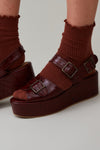 MARGARET PLATFORM | BORDEAUX EMBOSSED LEATHER