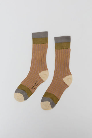 Exquisite J Colorblock Socks in Beige