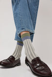 Exquisite J Stripe Socks in Grey