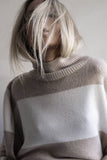 AGATHA STRIPED CASHMERE TURTLENECK SWEATER