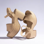 Miso Platform Strap Sandal In Beige Raffia