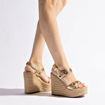 Milan Espadrille In Gold Metallic Leather