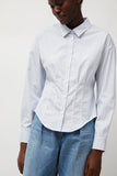 Heather Harlan Waisted Shirt in English Stripe