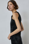 INSHADE Pleated Eco Leather Top in Black