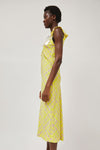 INSHADE V Neck Sequin Dress in Light Yellow Plaid