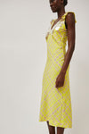 INSHADE V Neck Sequin Dress in Light Yellow Plaid