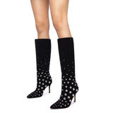 Kate Studs Boot In Black Suede