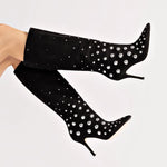 Kate Studs Boot In Black Suede