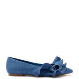 Lee Ruffle Flat In Blue Denim