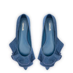 Lee Ruffle Flat In Blue Denim