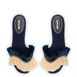 Ivy Fringe Flat In Navy Raffia