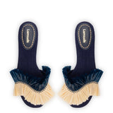 Ivy Fringe Flat In Navy Raffia