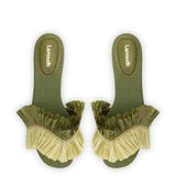 Ivy Fringe Flat In Seaweed Raffia