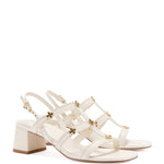 Harmony Block Sandal In Ivory Leather