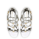 Harmony Block Sandal In Silver Specchio