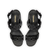 Milan Sandal In Black Wave Raffia