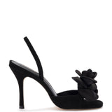 Salma Sandal In Black Suede and Satin