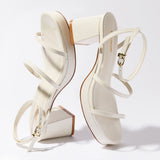 Gio Sandal In Ivory Patent Leather