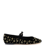 Blair Ballet Flat In Black Velvet and Gold Studs