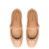 Blair Broderie Ballet Flat In Tan Leather