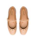 Blair Broderie Ballet Flat In Tan Leather