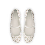 Blair Ballet Flat In White Leather and Metallic Studs