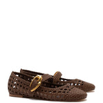 Verona Macrame Ballet Flat In Burnt Umber Leather