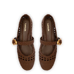 Verona Macrame Ballet Flat In Burnt Umber Leather