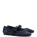 Verona Macrame Ballet Flat In Navy Leather