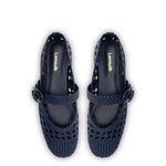 Verona Macrame Ballet Flat In Navy Leather