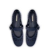 Verona Macrame Ballet Flat In Navy Leather