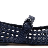 Verona Macrame Ballet Flat In Navy Leather