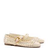 Verona Macrame Ballet Flat In Ivory Leather